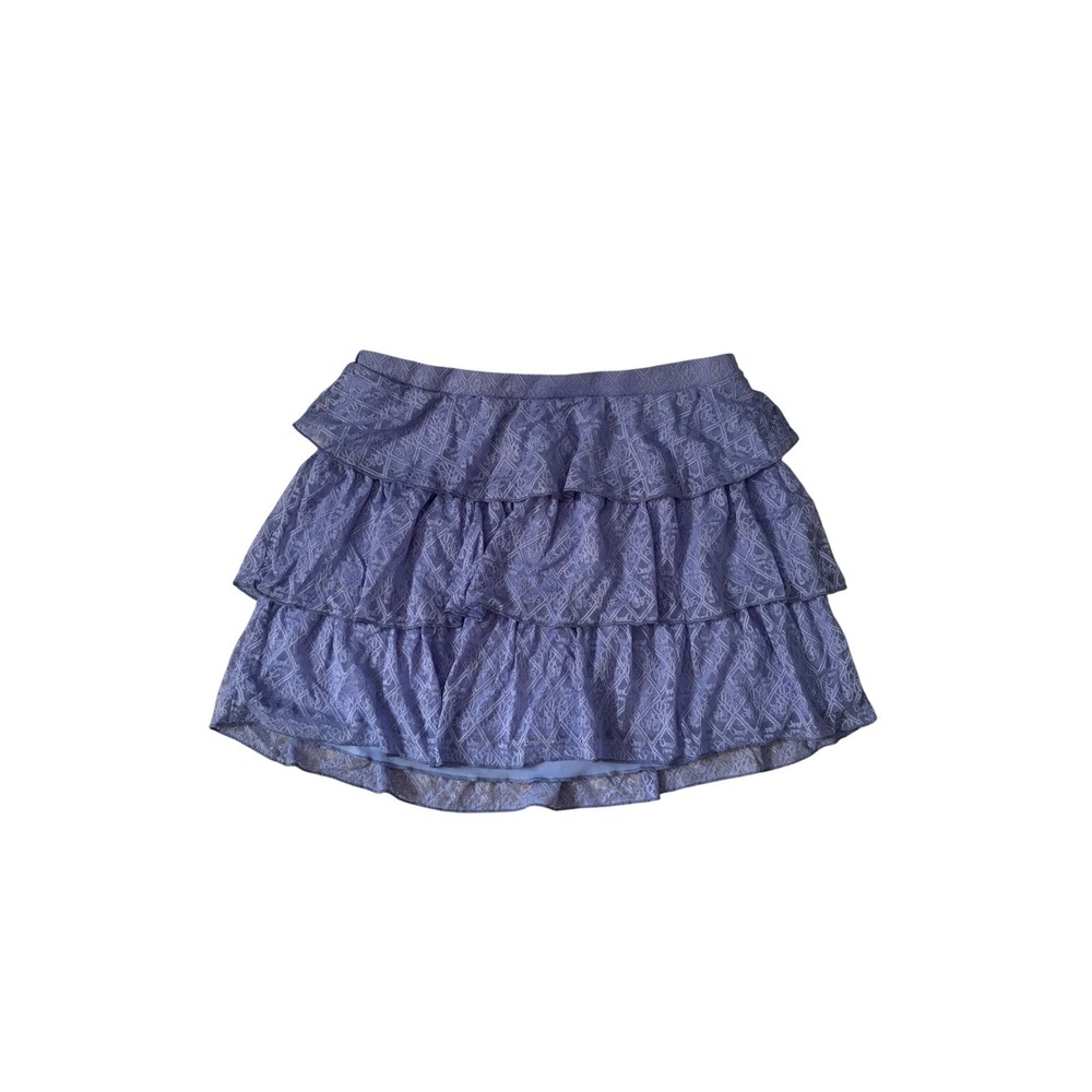 Neon & Nylon Blue Lace Tiered Mini Skirt Ruffle Y2K Coquette Fairycore XL NWT